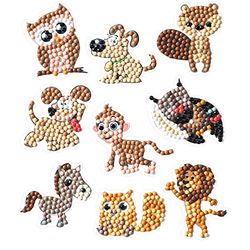 Diamond Painting stickerset, motief wilde dieren, knutselset voor het ontwerpen van stickers met glittersteentjes, voor kinderen vanaf 5 jaar