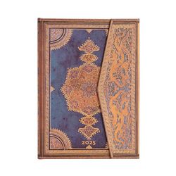 Kalendarz Paperblanks 2025 Safavid Indigo Midi tygodniowy HOR: tydzień na dwóch stronach, zamykany na Magnes, Papier 100 GSM