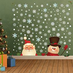 WALPLUS 80 x 90 cm Navidad Combo decoraciones pegatinas de pared Snowy Papá Noel y muñeco de nieve arte de pared ventana exhibición calcomanías de exhibición de sala de estar venta liquidación hogar