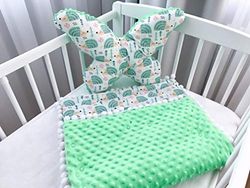 Kospu coperta per bebè coperta per bambini 100% cotone e peluche minky (50 x 75 cm) + grande cuscino a farfalla