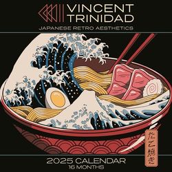 Pyramid International Vincent Trinidad 2025 Calendar – 16-Month Retro Pop Culture Art, Large Grid for Notes, Premium Quality, Vibrant Illustrations for Art Lovers & Collectors