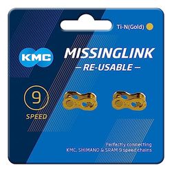 KMC Unisex 9 Speed MissingLink Joining Link, Ti-N Gold, 2 paar