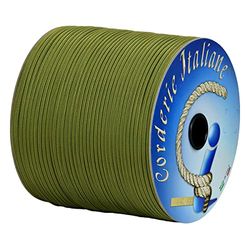 Paracord 550 Type III Basic Jaune/Vert foncé 4 mm - 50 m, âme 7 Fils, 100% Made in Italy 006079446 Corderie Italienne