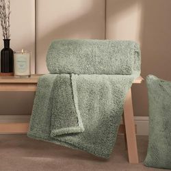 OHS Dekens Teddy Marl Groen, Ultra Zachte Fleece Deken voor Winter Herfst Warme Dikke Fleece Herfst Dekens Bed Sprei voor Bank, Bosgroen 150 x 200 cm