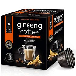 King Cup - 1 Confezione da 10 Capsule di Ginseng con Zucchero di Canna, 10 Capsule 100% Compatibili con Sistema Nescafè Dolce Gusto di Bevanda al Gusto di Ginseng, Senza Glutine e Senza Lattosio