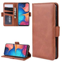 Carcasa de telefono Wallet Stand Funda de Cuero for teléfono Celular for Galaxy A20E, con Billetera y Soporte y Ranuras for Tarjetas (Negro) (Color : Marrón)