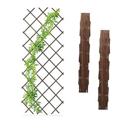 Relaxdays Grigliato in Legno per Rampicanti, 180x90 cm, Set 3 Tralicci Allungabili Piante da Giardino e Balcone, Marrone