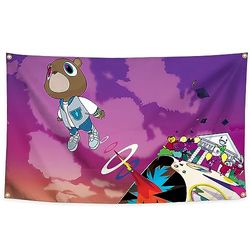 OTIPIE Kanye - Arazzo con copertina per album musicali, 90 x 152 cm, decorazione da parete per camera da letto, dormitorio universitario, decorazione per esterni, feste, casa, camera da letto,