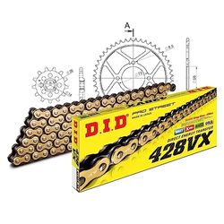 Kettingset DID staal 428VX / 138 clipslot voor Hyosung GV Aguila Classic 125 cc Bj. 2000-2008
