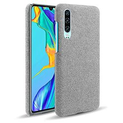 Suhctup Compatible con Huawei Nova 6 Funda de Tela Tejida de Color Sólido TPU Forrada Premium de Carcasa Simple Moda Antideslizante Antigolpes Anti-arañazos Protección Caso（Gris Claro）