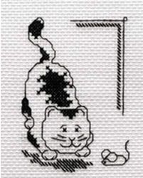 PANNA D-0509 - Juego de Punto de Cruz, diseño de Gato y ratón, Color Negro, 9,5 x 12 cm