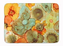 Caroline's Treasures Abstract Flowers Teal and Orange Floor Mat, Multicolor, 19" x 27"