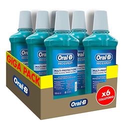 Oral-B Pro-Expert Multi-Protection płyn do płukania jamy ustnej, zwalcza bakterie, mięta, zapewnia długotrwały świeży oddech, 24-godzinna ochrona, bez alkoholu, 6 opakowań Maxi, 500 ml