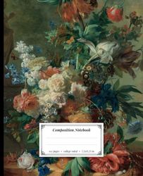 Composition Notebook: College Ruled, Vintage Floral Illustration Cover, 102 Cream Pages, 7.5x 9.25 inches