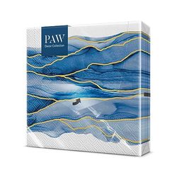 PAW - Serviette Papier 3 Plis (33 x 33 cm) I Lot de 20 I Parfait pour les anniversaires, les fêtes patronales, les mariages, les baptêmes, les communions, les anniversaires (Watercolor Waves)
