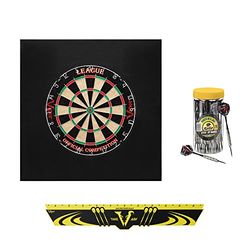 Viper by GLD Products Lega, Pezzi, Viper Punta in sisal setole in Acciaio: Set Deluxe (Bersaglio League, tabellone Defender II, Linea di Lancio dei Bordi, Barattolo da 21 Freccette) Unisex, Nero