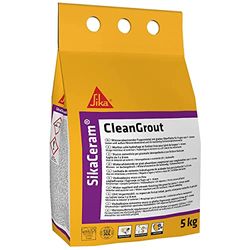 Sika - SikaCeram CleanGrout, Cenere - Stucco cementizio per fughe a pavimento e a parete - Idrorepellente - Previene muffa, batteri e funghi - 5kg