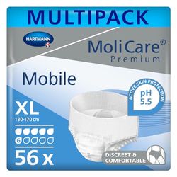 MoliCare Premium Mobile Disposable Underwear: Discreet use for Woman and Men with Incontinence; 6 Drops, Size XL, Pack of 56