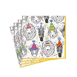 Caspari Safari Birthday Paper Cocktail Napkins - 20 Per Package