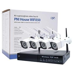 Videobewakingskit PNI House WiFi550 NVR 8 kanalen 1080P en 4 draadloze buitencamera's 720P, P2P, IP66