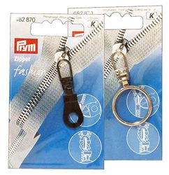 Glooke Selected Fashion Zip Puller, Silver/Black, Metal