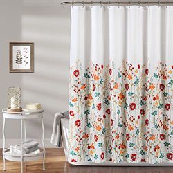 Lush Decor Clarissa - Tenda da doccia con motivo floreale, 183 x 183 cm, colore: turchese e mandarino