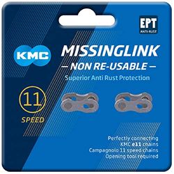 KMC 11 Speed EPT MissingLink de união, unissexo, prateado escuro, 2 pares