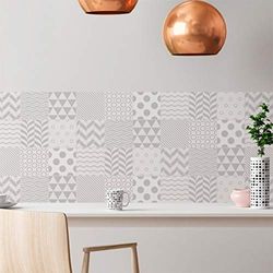 Stickers adhésifs carrelages scandinaves | Autocollant Carreaux de ciment - Mosaïque mural salle de bain & cuisine 10x10 cm - 9 pièces