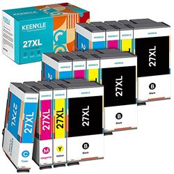 27XL Multipack 4 colori Cartucce d'inchiostro Compatibili per Epson 27 27XL per Workforce WF-7610 WF-7620 WF-3620 WF-7720 WF-7715 WF-7210 WF-3640 WF-7710 WF-7110 (Nero Ciano Magenta Giallo, 12-Pack)