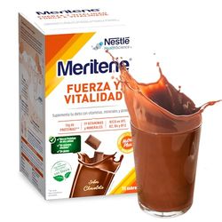 Meritene | Fuerza y Vitalidad | Batidos Sabor Chocolate | Fuerza para tus Músculos, Vitalidad para ti | Solución Nutricional para Adultos con Proteínas, Vitaminas y Minerales | 15 Sobres | 450 gr