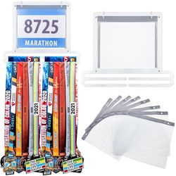 Moxweyeni Medailledisplay, voor medaille en startnummer, hardlopen, hanger, houder, wandmontage, rek, geschenken voor hardlopers, zwart, 35 x 28,5 cm, wit