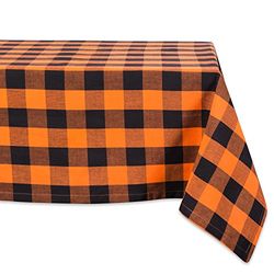 DII Coleção Buffalo Check toalha de mesa clássica de quinta, algodão, laranja e preto, Tablecloth, 60 x 104