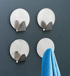 IPEA Round Metal Adhesive Hooks for Home, Bathroom and Kitchen – 4 Pieces – Adhesive Wall Hangers for Objects, Clothes Hangers, Towel Rack – Home Wall Hook – Metallic Colour