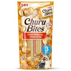 INABA Churu Bites - Friandise pour Chat en Bouchées au Poulet, Enrobage au Poulet - Moelleux et Crémeux - 36 Tubes x 10g