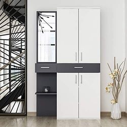 Homemania - Mueble de Entrada, aglomerado melamínico, Metal, Blanco, Antracita