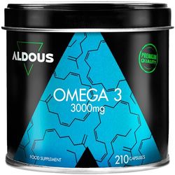 Oméga 3 gélules - 3000 mg par jour - 210 gélules - Avec acides gras EPA et DHA - Huile de poisson - Vitamine E, Acides gras - Vision, Cerveau - Plus de 2 mois