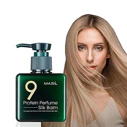 Masil 9 Balm Conditioning Balm Hair Balm Hydrating Smoothing Moisture Balm Fibroin Protein Hair Essence Silk Balm 6.08floz | Sulfate, paraben & Silicone-Free | Anti-frisz Balm | Dry, Unmanageable Hair
