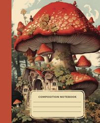 Composition Notebook College Ruled:: Vintage Mushroom Botanical Illustration | Aesthetic Fungi Journal for School, College, Office, or Work