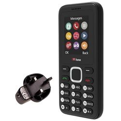 TTfone TT150 Unlocked Basic Mobile Phone UK Sim Free with Bluetooth, Long Battery Life, Dual Sim with camera and games, easy to use, durable and light weight pay as you go (Black, with Mains Charger)