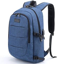 Tzowla Mochila Mujer Hombre de Viaje para Portátil Resistente al Agua y Antirrobo con Puerto de Carga USB y Candado Mochilas de 17,3 Pulgadas para Estudiantes Universitarios - Azul