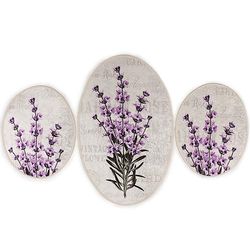 Setmat Set (3 stuks) crème met paarse bloem