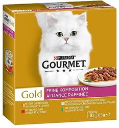 PURINA GOURMET Comida húmeda para Gatos Gold de composición Fina, variedades, 12 Unidades (12 x 8 latas de 85 g)