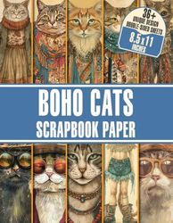 Boho Cats Scrapbook Paper: Vintage Japanese-themed Decorative Paper For Scrapbooking, Journaling, DIY Projects