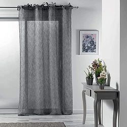 Douceur d'Interieur 140 x 240 cm Woven Voile Tab Top Curtain, Charcoal