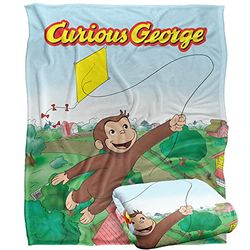 Curious George Blanket, 152 x 127 cm, Kite Flying George Silky Touch Super Soft Throw Blanket, 50" x 60"