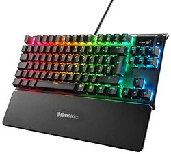 SteelSeries Apex 7 TKL - Kompakt formfaktor - Mekaniskt gamingtangentbord – OLED Smart Display – USB-genomkoppling och mediakontroller – RGB LED-bakgrundsbelyst - Röda reglage - Franska AZERTY Layout