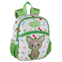 Pets Ryggsäck för barn - Chihuahua-design - huvudfack och sidofickor på framsidan och i sidorna - perfekt för förskolan - neoprenväv - vadderad rygg och handtag - 29 x 9 x 21 cm - ToyBags