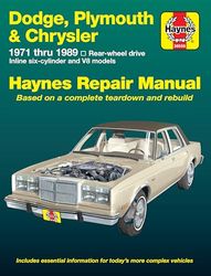 Dodge Plymouth Chrysler (Rwd): 1971 Thru 1989