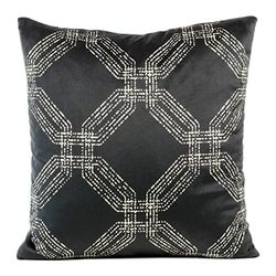Eurofirany Elegant sammetsörngott, dekorativ kudde med tryck, 45 x 45 cm, överdrag, sammetsörngott, mjuk soffkudde, sexkantigt mönster, grafitgrå