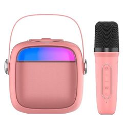 Universele Bluetooth Speaker Muziek 6W Cool Mini Karaoke + Microfoon Roze